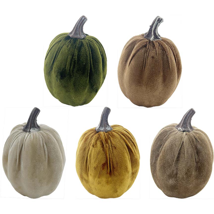 PUMPKIN VELVET DECOR 12CM
