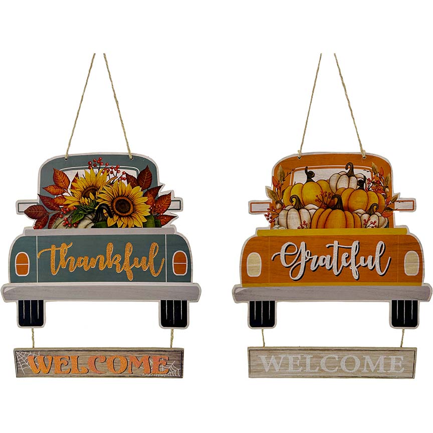 WOOD PLAQUE HV TRUCK 11x13IN 2ASTD
