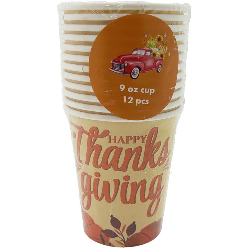 CUP PAPER THANKSGIVING 12PC 9OZ