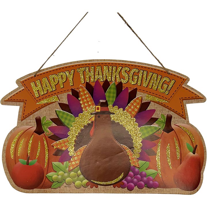 FOAM PLAQUE HAPPY THANKSGIVING 36x23CM