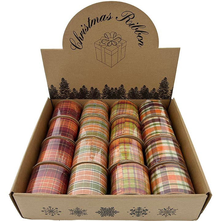 CROSS GRAIN RIBBON 4 ASSORTED 2.48in (6.3cm)x3YD