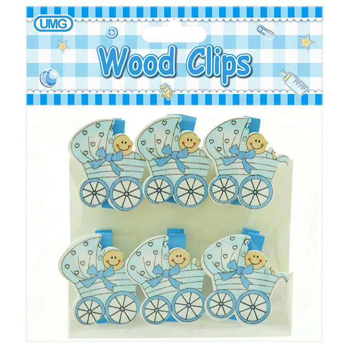 BABY CLIP; BABY IN A STROLLER 6PK BLUE