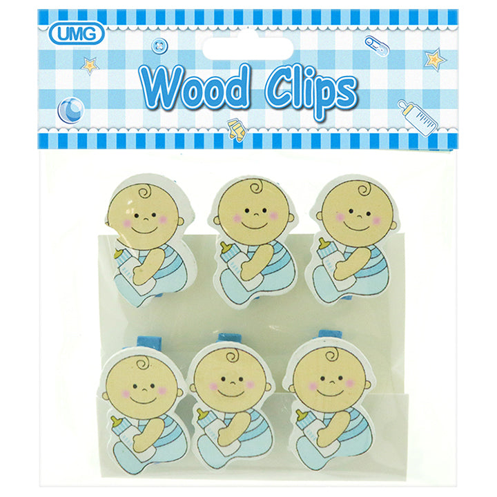 BABY CLIP; BABY W/ BOTTLE 6PK BLUE