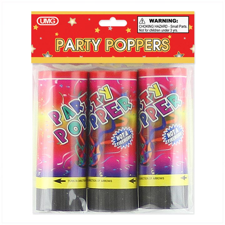 CONFETTI POPPERS; 3PC 11CM