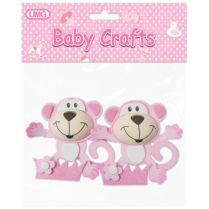 FOAM CRAFT MONKEY PINK SMALL 2PC