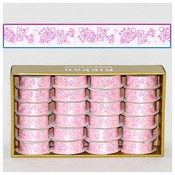 RIBBON DISPLAY 1"x3YRD POLYESTER BEAR PINK