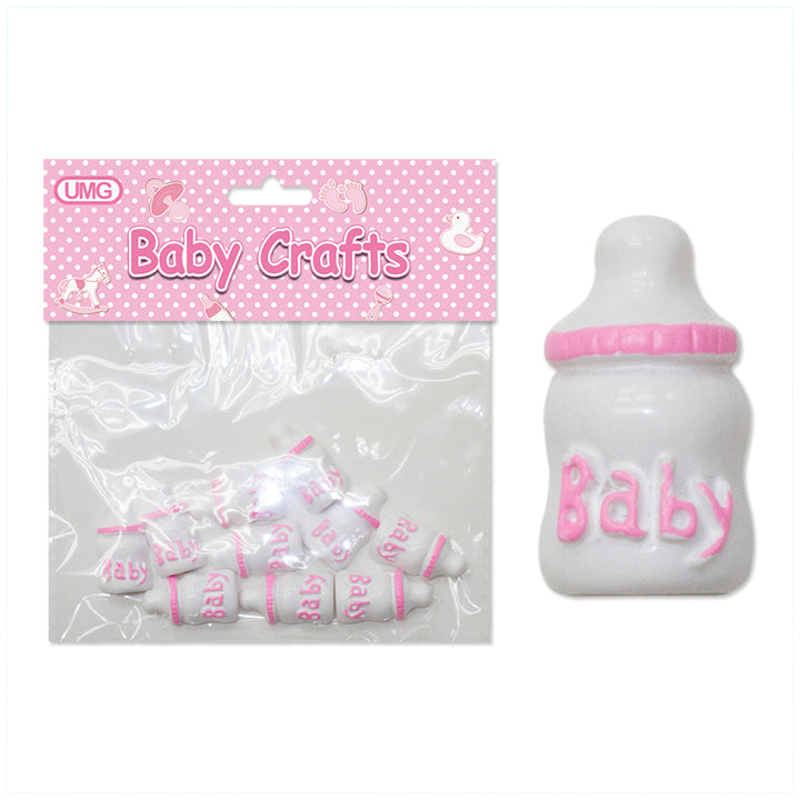 RESIN BABY BOTTLE; 10PK PINK