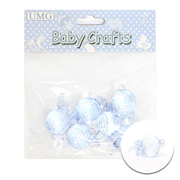 BABY RATTLE; 6PK 4CM BLUE