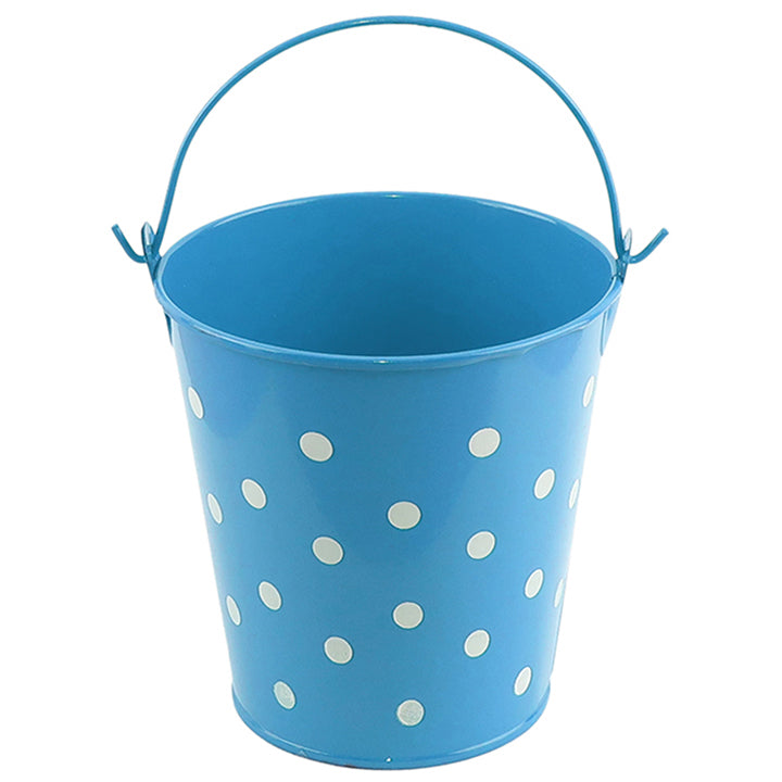 BUCKET POLKADOT 10.5CM DIA X 10.5CM LIGHT BLUE ONLY