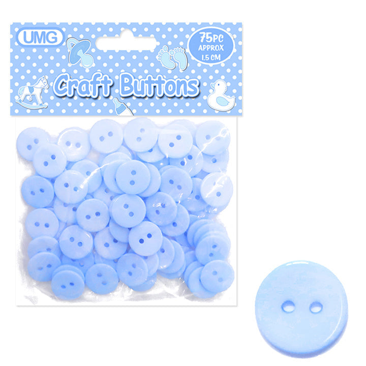 CRAFT BUTTONS 1.5CM 75PC BLUE