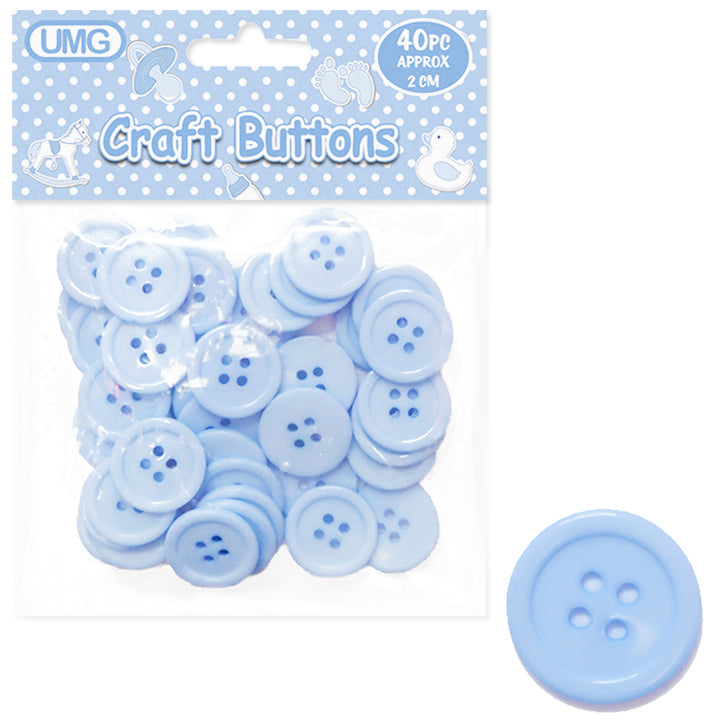 CRAFT BUTTONS 2CM 40PC BLUE