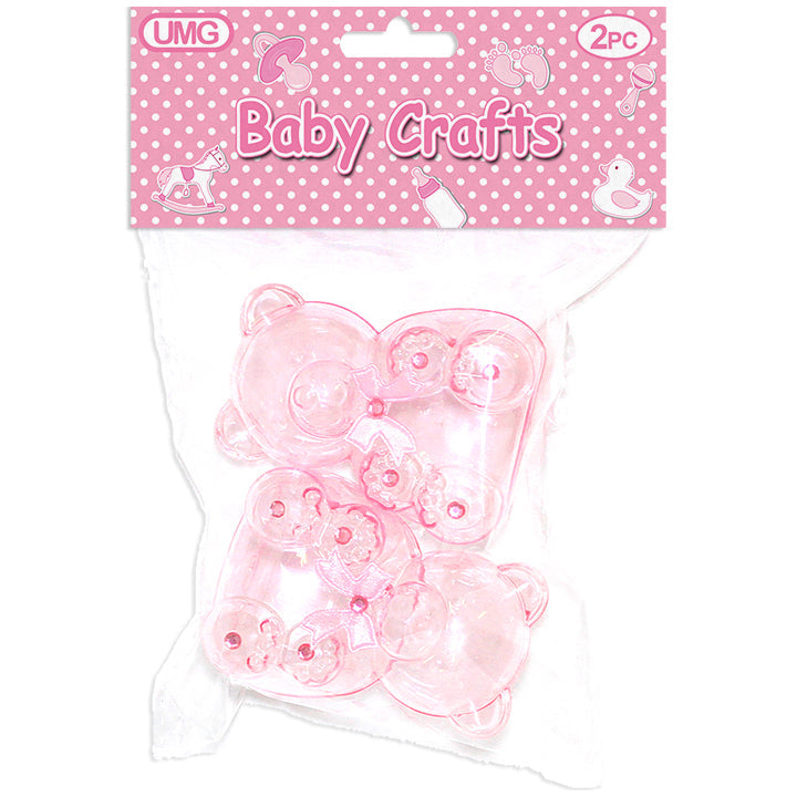 TEDDY BEAR CONTAINER; 2PC PINK 7x5CM