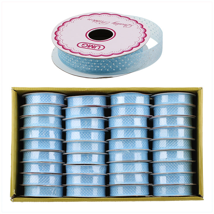 RIBBON POLKA DOT ORGANZA 5/8"x3YDS BLUE