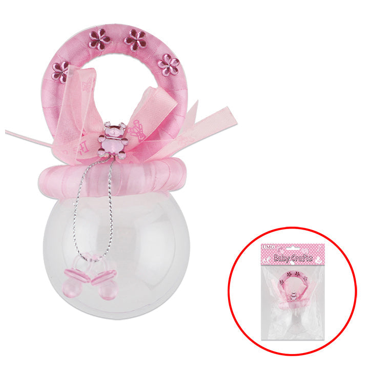 BABY PACIFIER FAVOR BOX; PINK 6.5x11CM