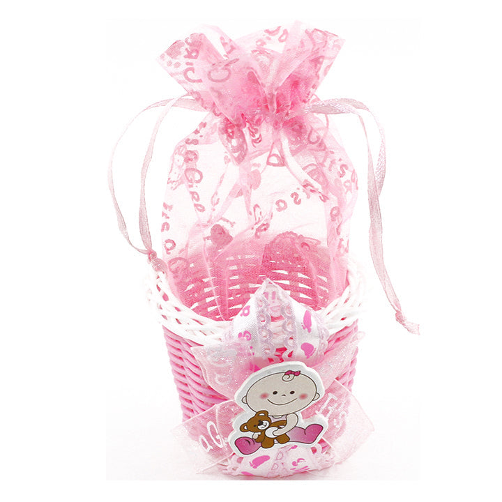 BABY FAVOR BASKET BAG W/ BABY; PINK