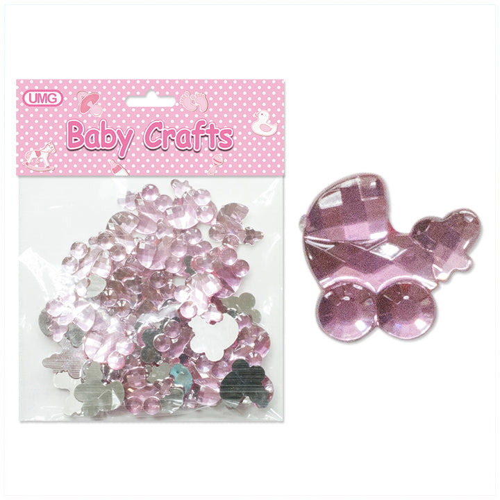 ACRYLIC BEADS; STROLLER 50CT PINK