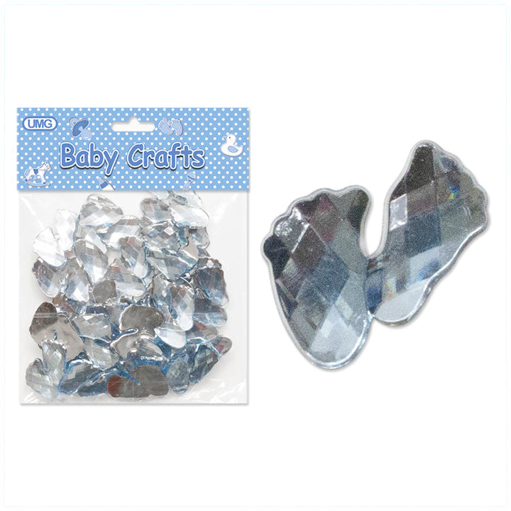 ACRYLIC BEADS; BABY FEET 50CT BLUE