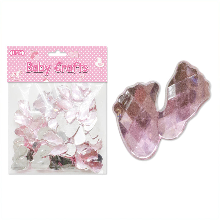 ACRYLIC BEADS; BABY FEET 50CT PINK