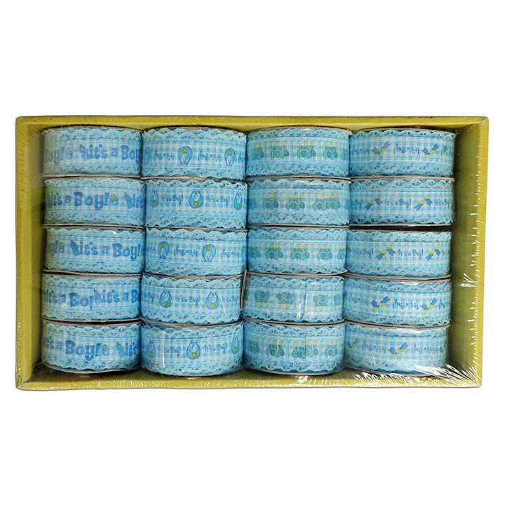 BABY CRAFT; RIBBON 2.5CM 4DESIGNS ASSTD 3YD BLUE