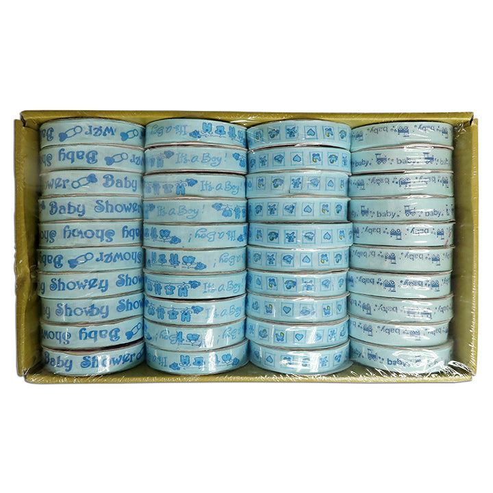 BABY CRAFT; RIBBON 1.5CM 4DESIGNS ASSTD 3YD BLUE