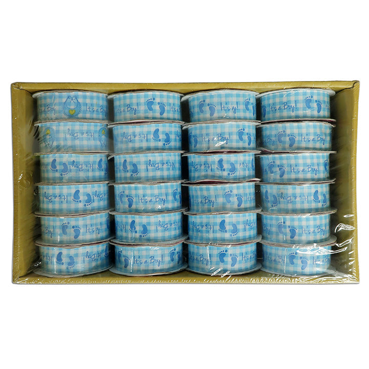 BABY CRAFT; RIBBON 2.5CM 4DESIGNS ASSTD 3YD BLUE