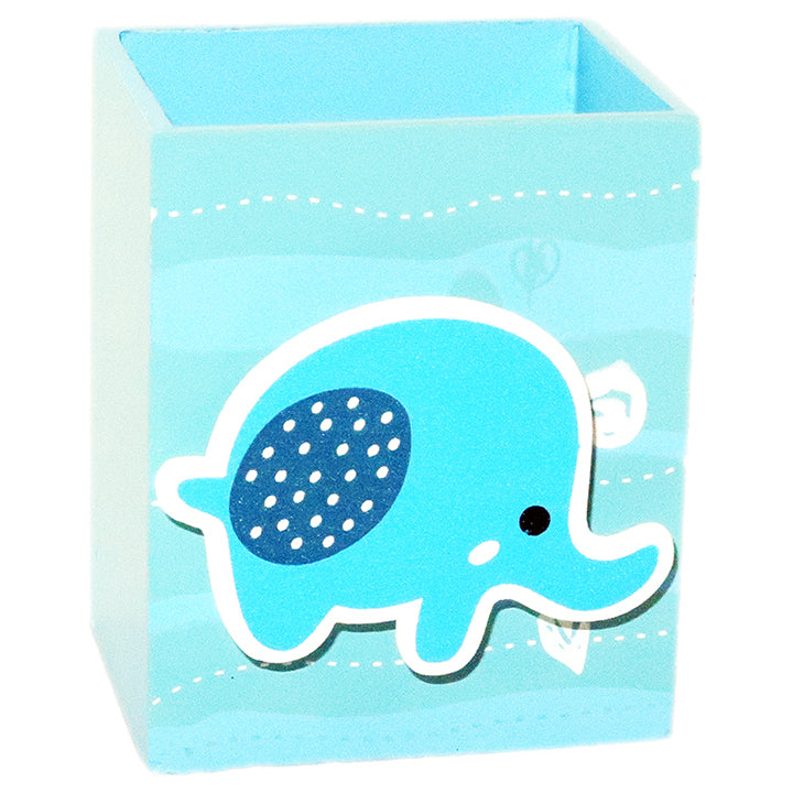 WOOD BOX BLUE W/ ELEPHANT 8.5x5.3CM