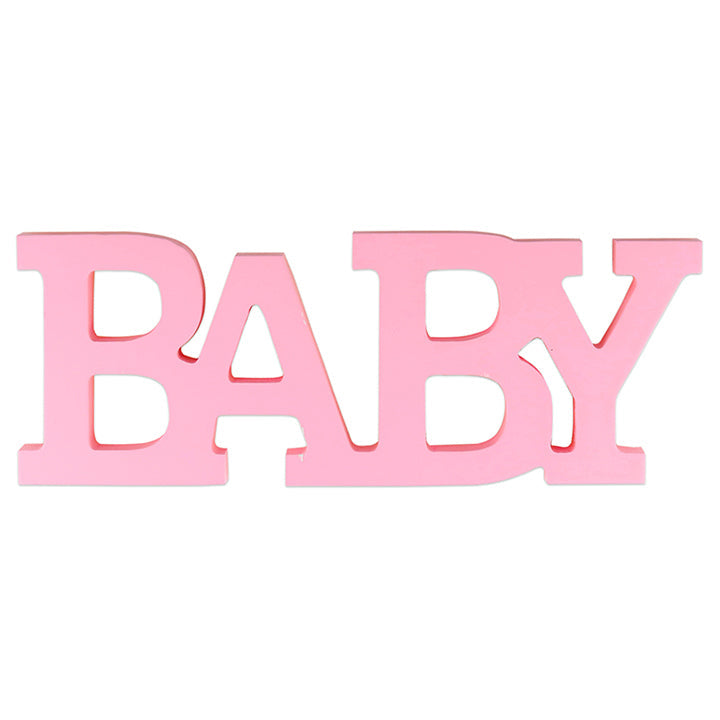 WOOD DÉCOR "BABY" 8.5x25CM PINK