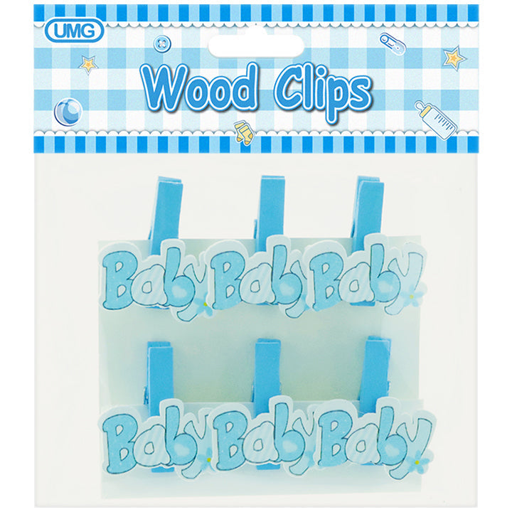 BABY CLIP W/ "BABY" DIE CUT 6PK BLUE