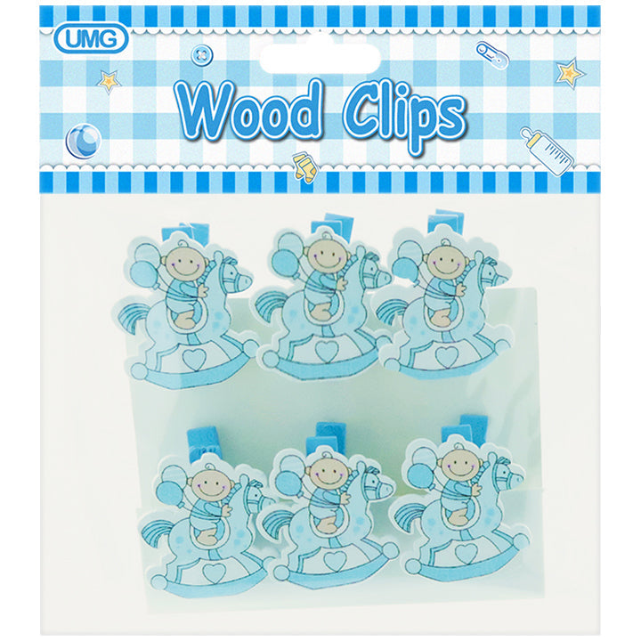 BABY CLIP W/ ROCKING CHAIR 6PK BLUE