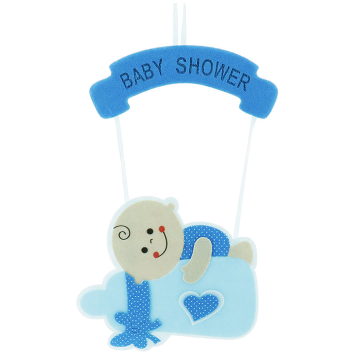 BABY W/BOTTLE HANGING DECOR 25x50CM  BLUE