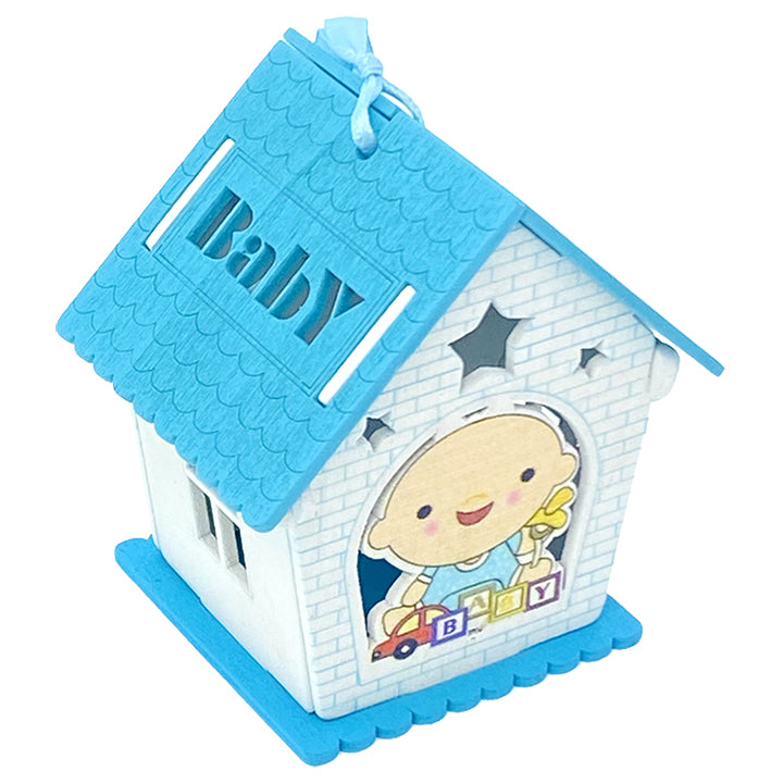 WOOD BABY BOY TREAT HOUSE DECOR BLUE