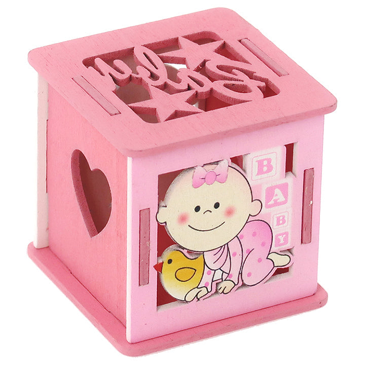 WOOD BABY GIRL TREAT BOX PINK