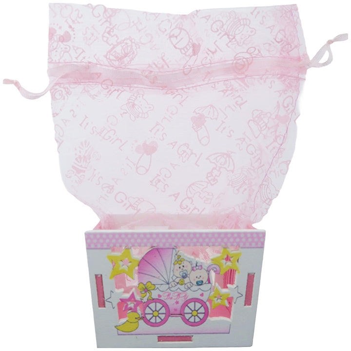 BABY FAVOR SQUARE BOX; PINK 7*6.5*13CM