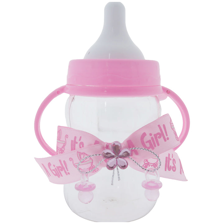 BABY BOTTLE W/HANDLE; PINK 9*12CM