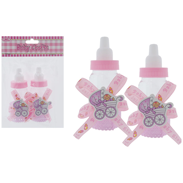 BABY BOTTLE STROLLER 2PK; PINK 4*11CM