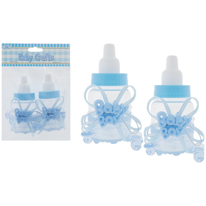 BABY BOTTLE "BABY BOY" 2PK; BLUE 4*9CM