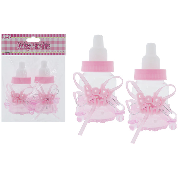 BABY BOTTLE "BABY GIRL" 2PK; PINK 4*9CM