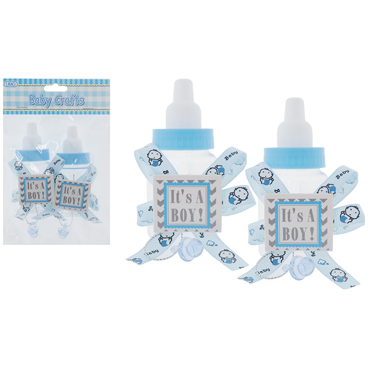 BABY BOTTLE "IT'S A BOY!" 2PK; BLUE 4*9CM