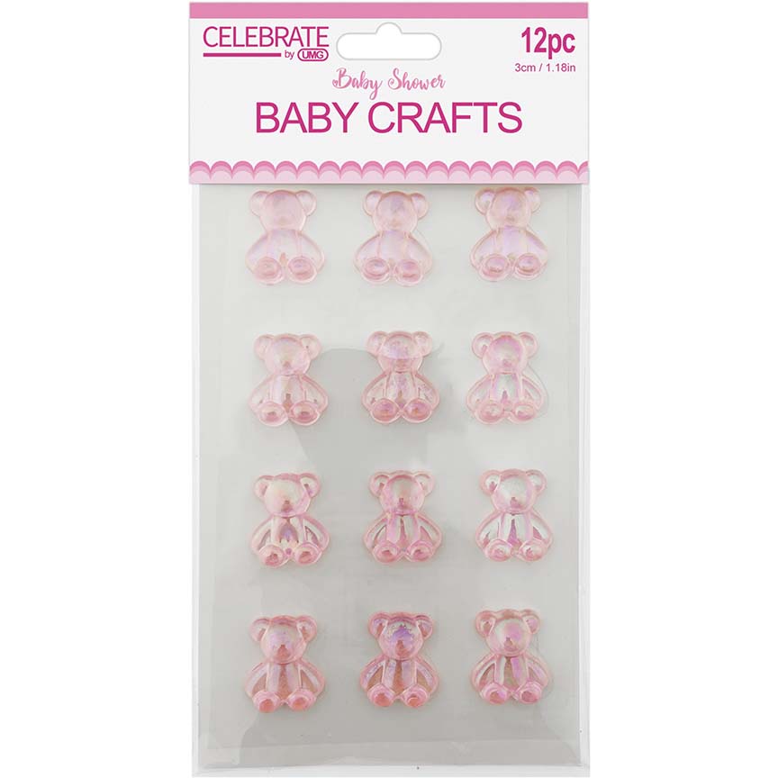 GEM STICKER TEDDY BEAR 23MM LT PINK
