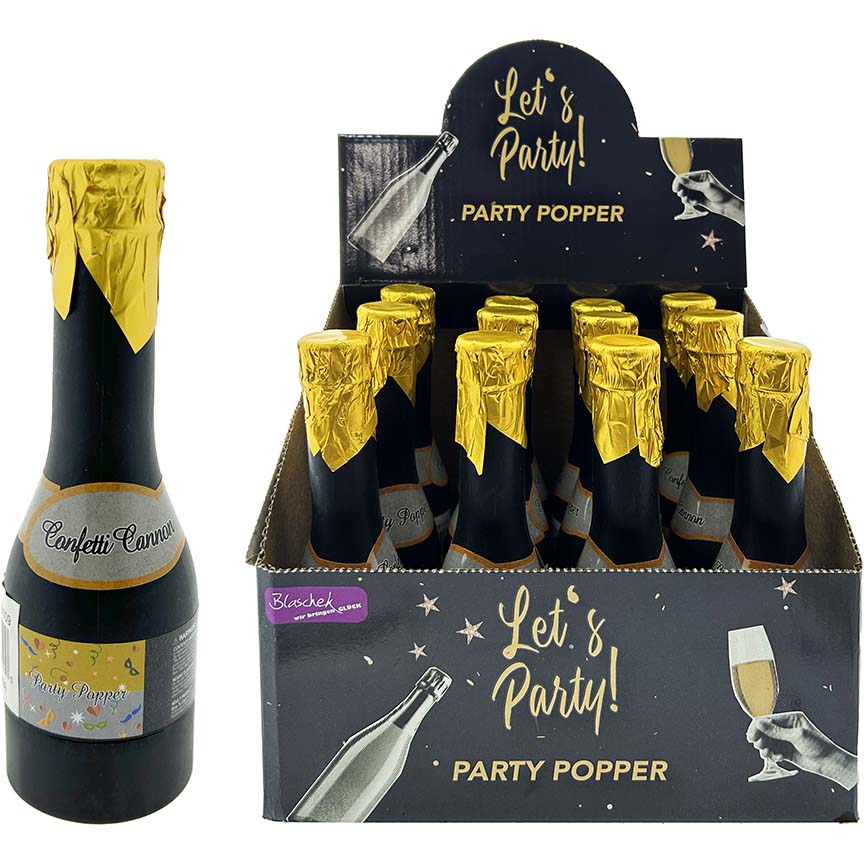 CONFETTI POPPER 6.25" CHAMPAGNE BOTTLE