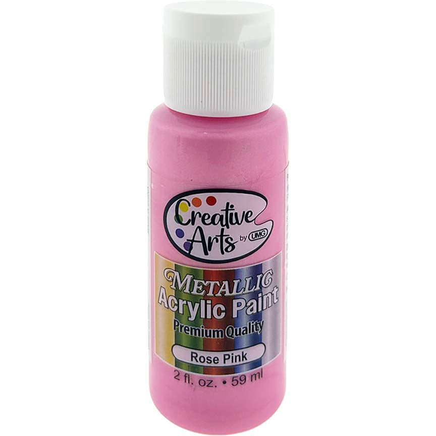 ACRYLIC METALLIC PAINT ROSE PINK 2FL OZ