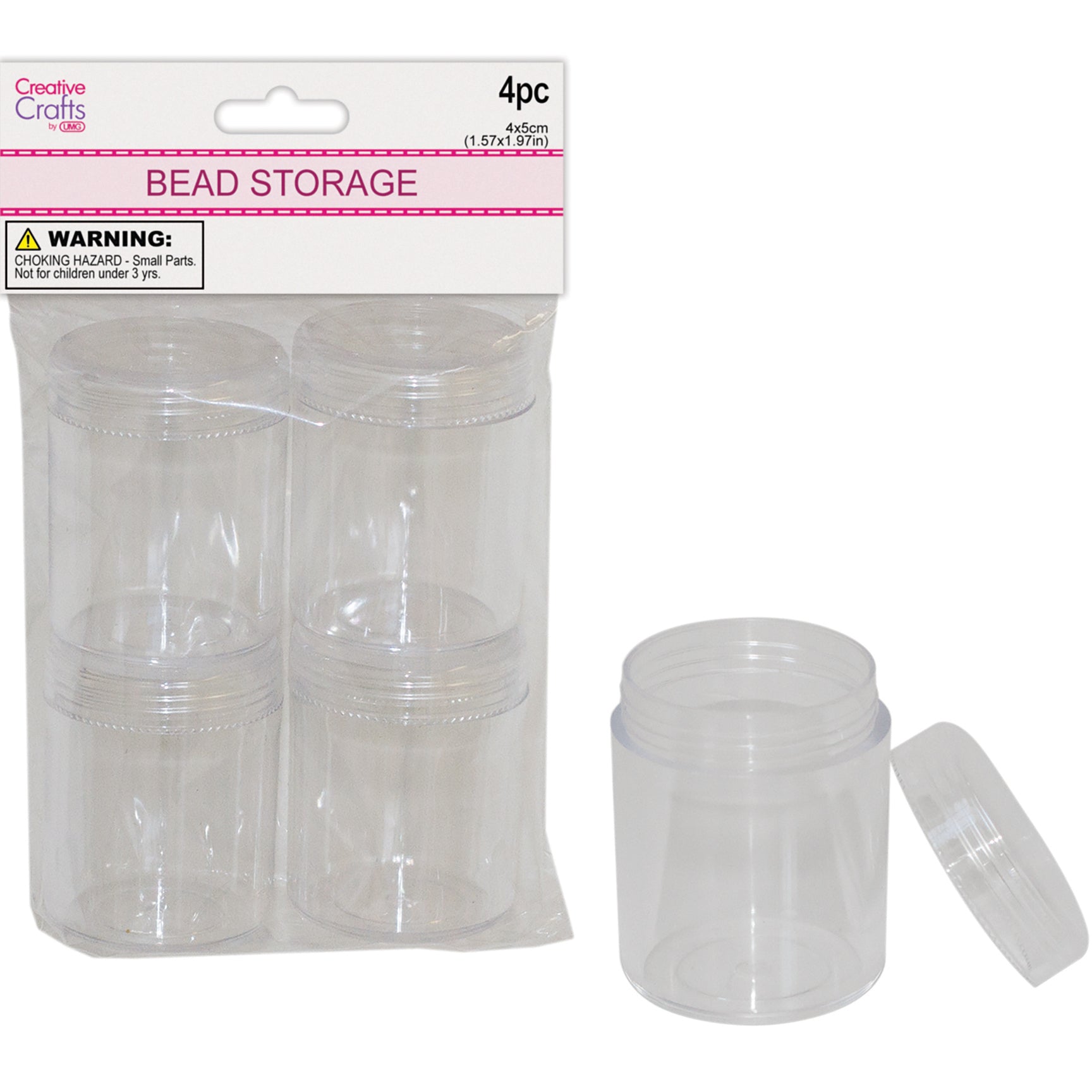 CRAFT STORAGE 4PK 4x5CM SCREW CAP CANNISTERS