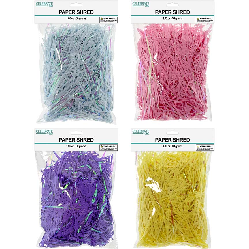 BASKET GRASS PAPER SHRED IRIDESCENT PASTEL 4ASSORTED 1.05oz (30g)