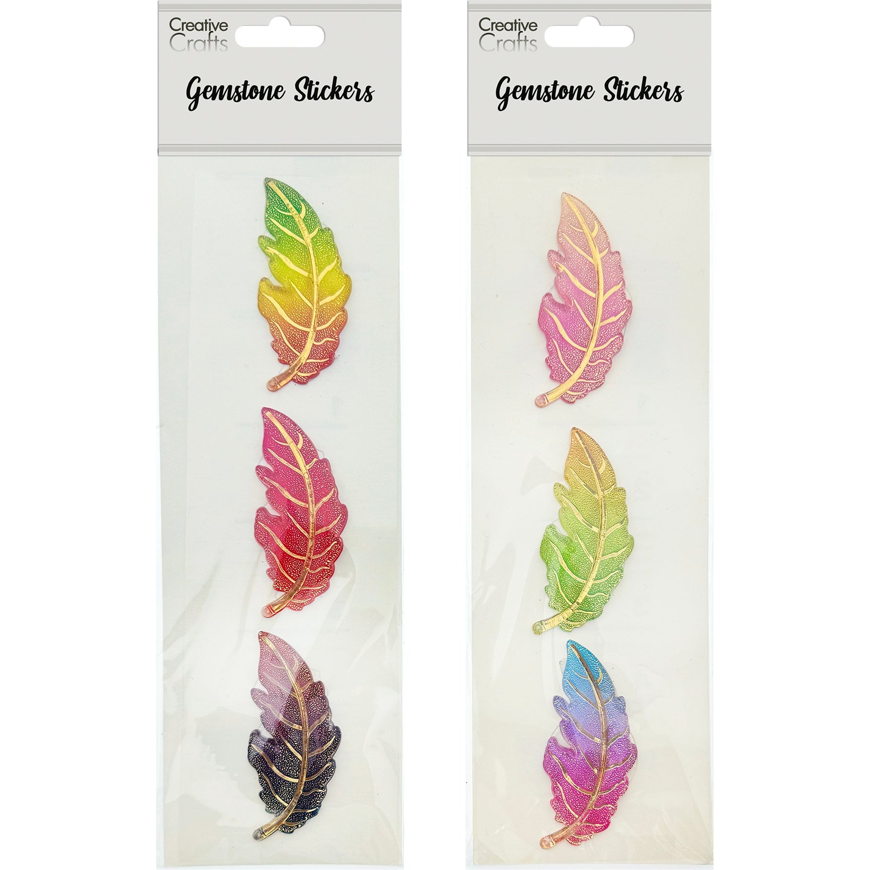 GEM STICKER LEAF 27*60MM MIXED COLOR