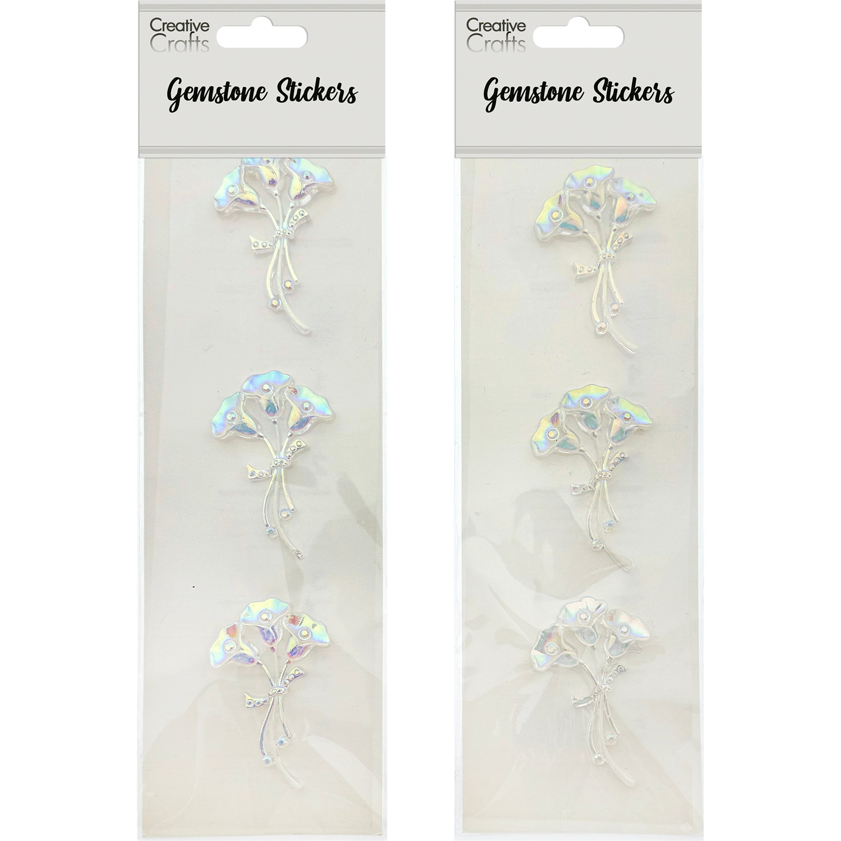 GEM STICKER FLOWER 37*58MM IRIDESCENT