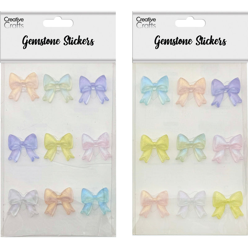 GEM STICKER BOW MIX PASTEL COLOR 25MM