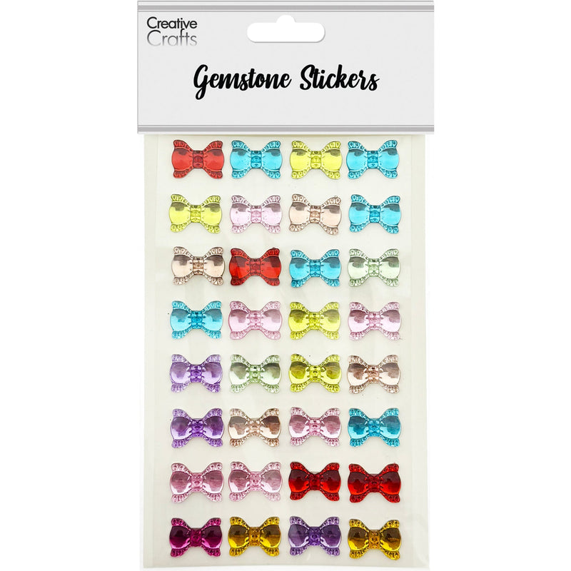 GEM STICKER BOW TIE 18MM MIXED COLORS