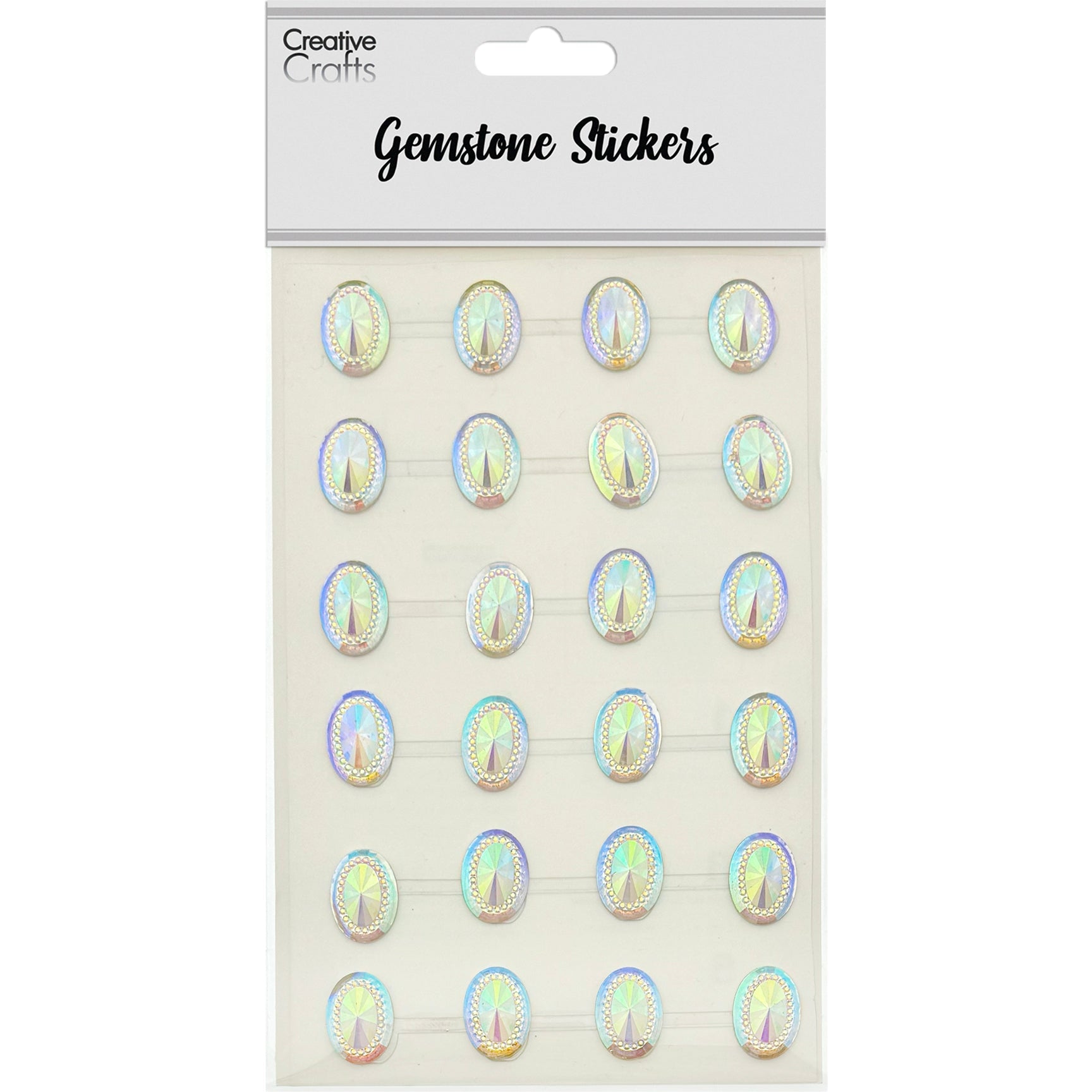 GEM STICKERS OVAL 18MM IRIDESCENT