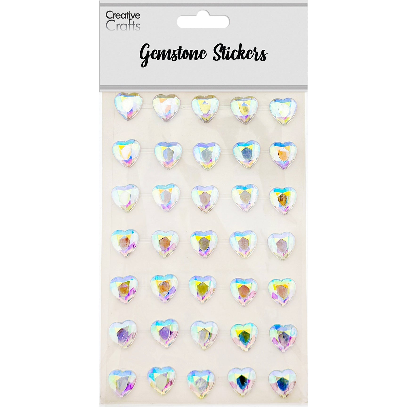 GEM STICKERS HEART 14MM IRIDESCENT