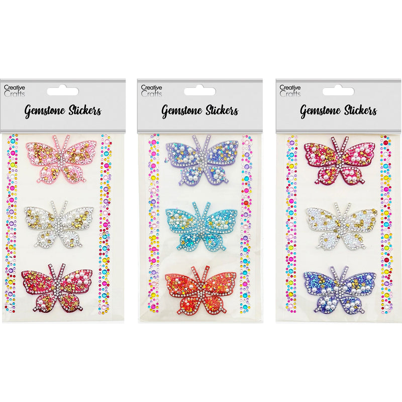 GEM STICKERS BUTTERFLY 60MM 3PC